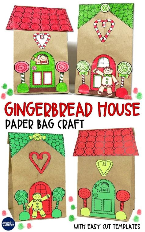 Paper Bag Gingerbread House Free Printable